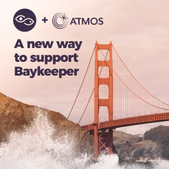 Golden Gate Bridge with Atmos and Baykeeper logos