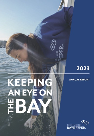 Annual Report cover featuring a field investigator on the boat
