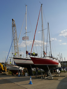 Boats at a boatyard