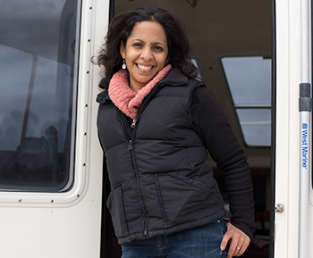 Sejal Choksi-Chugh smiling on Baykeeper boat