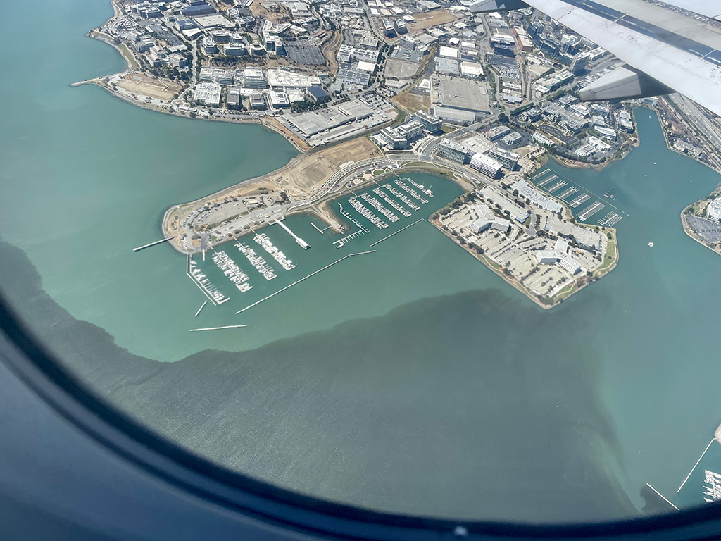 Dark algae bloom at SFO from the sky