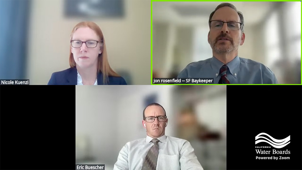 Screenshot of meeting between Baykeeper staff and the State Water Board