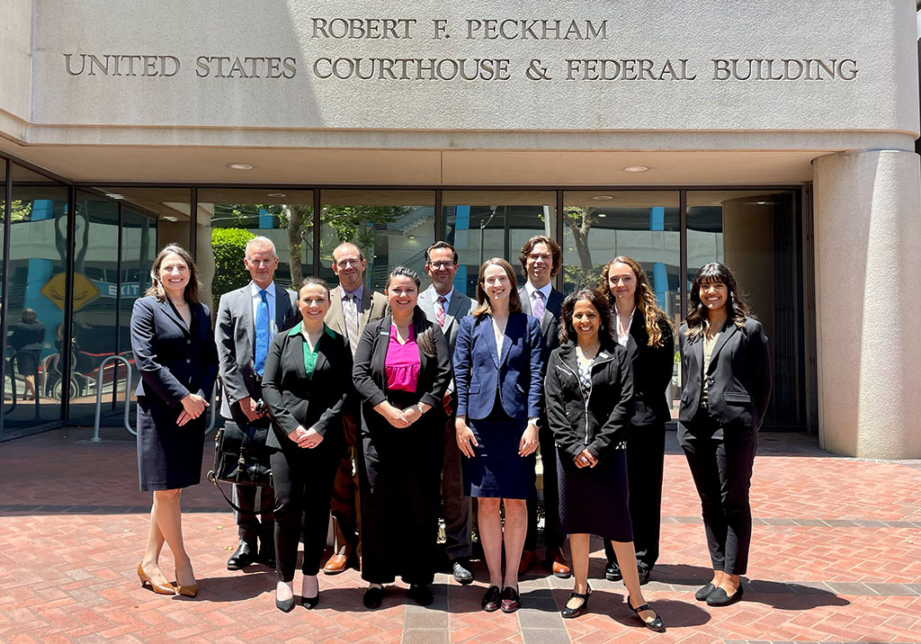The Baykeeper legal team standing in front of a courthouse